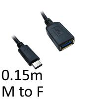 USB 3.0 Female to USB-C Male Adapter 0.15m Black 5Gbps 3A USB 3.0 Female to USB-C Male Adapter 0.15m Black 5Gbps 3A
